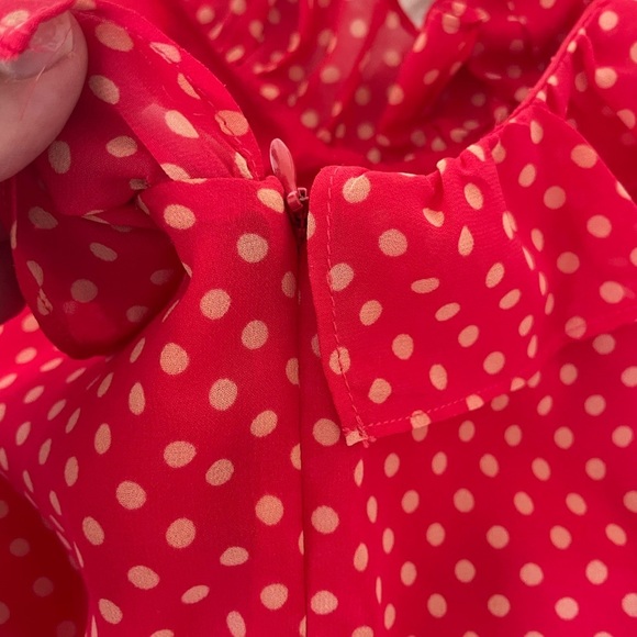 Lovers + Friends Sukey  Red Tiered Dot Midi Sundress in Strawberry - Picture 11 of 14